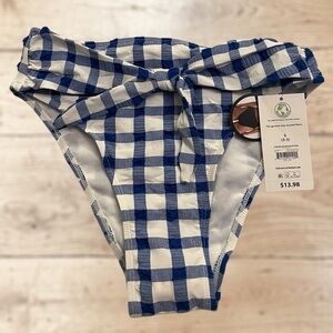 BNWT No Boundaries Tie Front Blue & White Checkered Bikini Bottom (Multi Sizes)